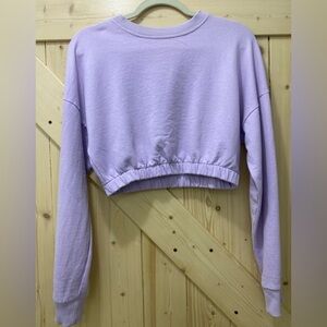 🔥🔥Nasty Gal Soft Purple Cropped Elastic Waist Long-sleeved Sweatshirt